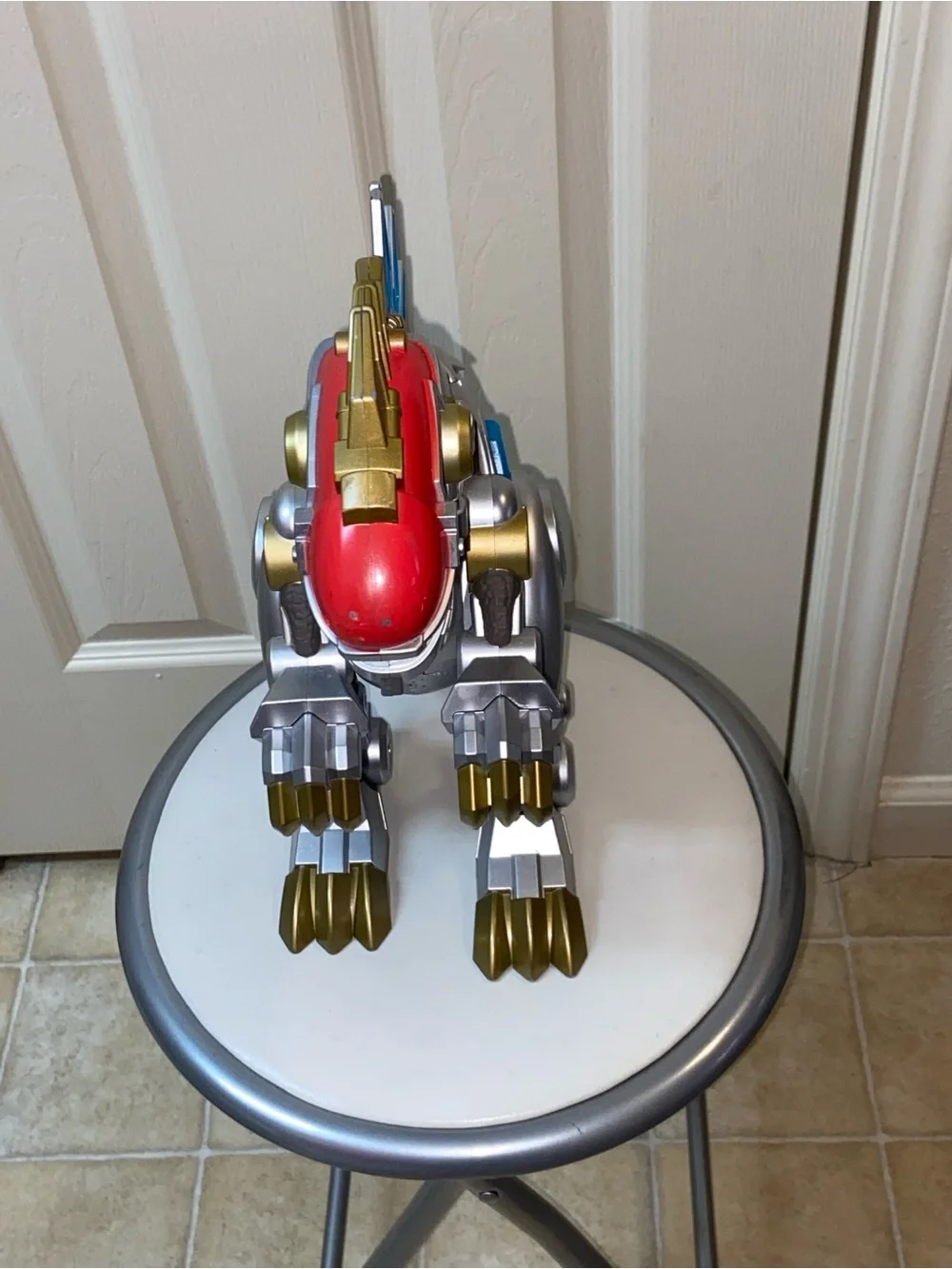 MechaGodzilla Robot Dinosaur Toy -Large Silver/Gold Figure -Light Up -Read